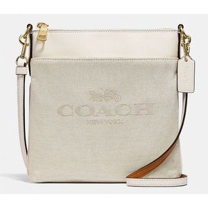 NWT COACH Kitt Messenger Signature Jacquard Leather Crossbody Bag - Chalk / Gold